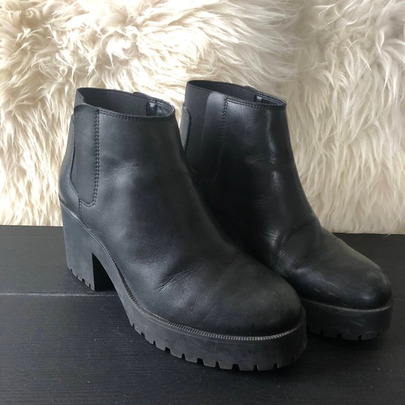 zara leather platform ankle boots